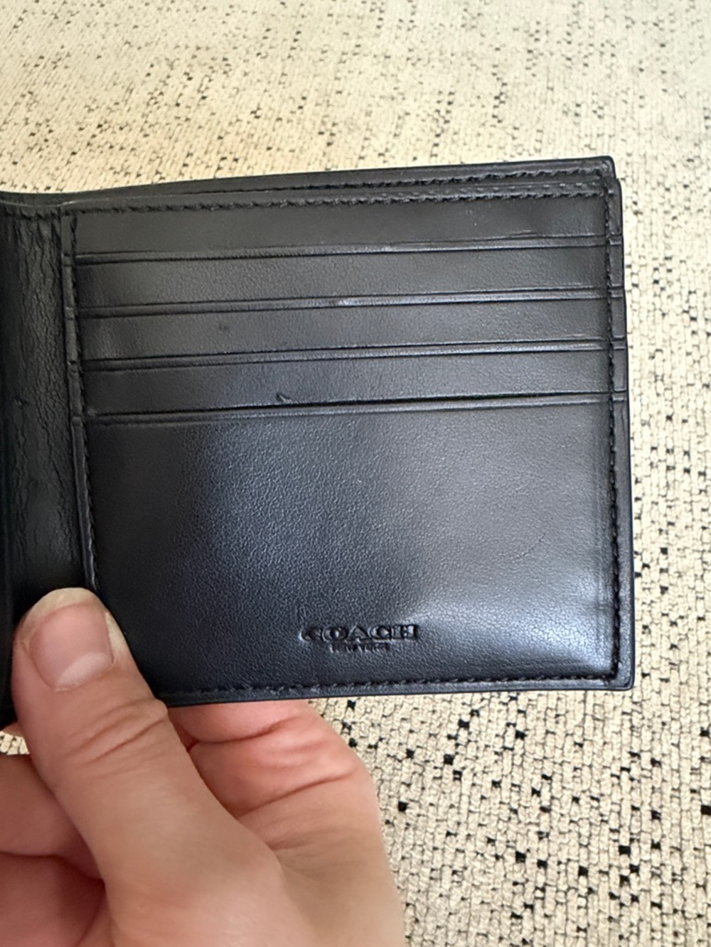 Coach Two-Tone Black Signature Canvas Bi-Fold Wallet - Picture 4 of 6